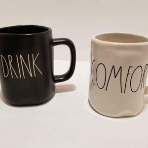Rae Dunn Black and Cream Mug Duo